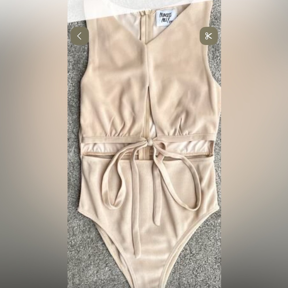 Princess Polly Beige Tie-Front Bodysuit